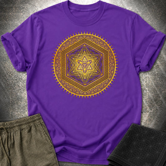 Metatron's Cube Radiating Merkaba T-Shirt - Metatron's Cube Radiating Merkaba T-Shirt - Purple