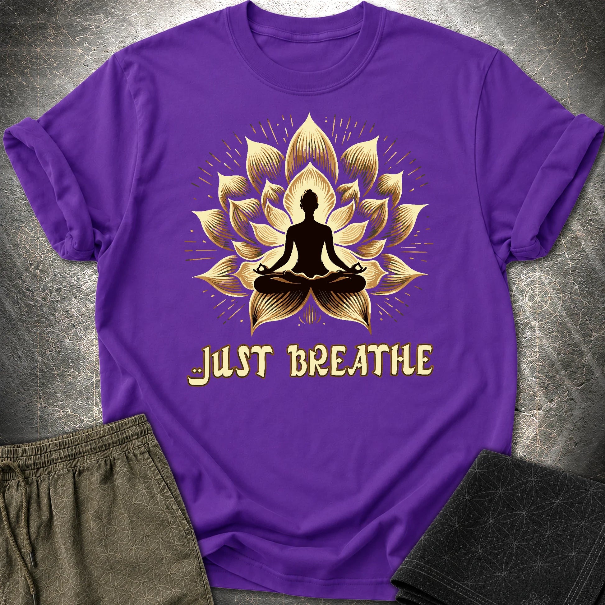 Just Breath Yoga Lotus T-Shirt - Just Breath Yoga Lotus T-Shirt - Purple