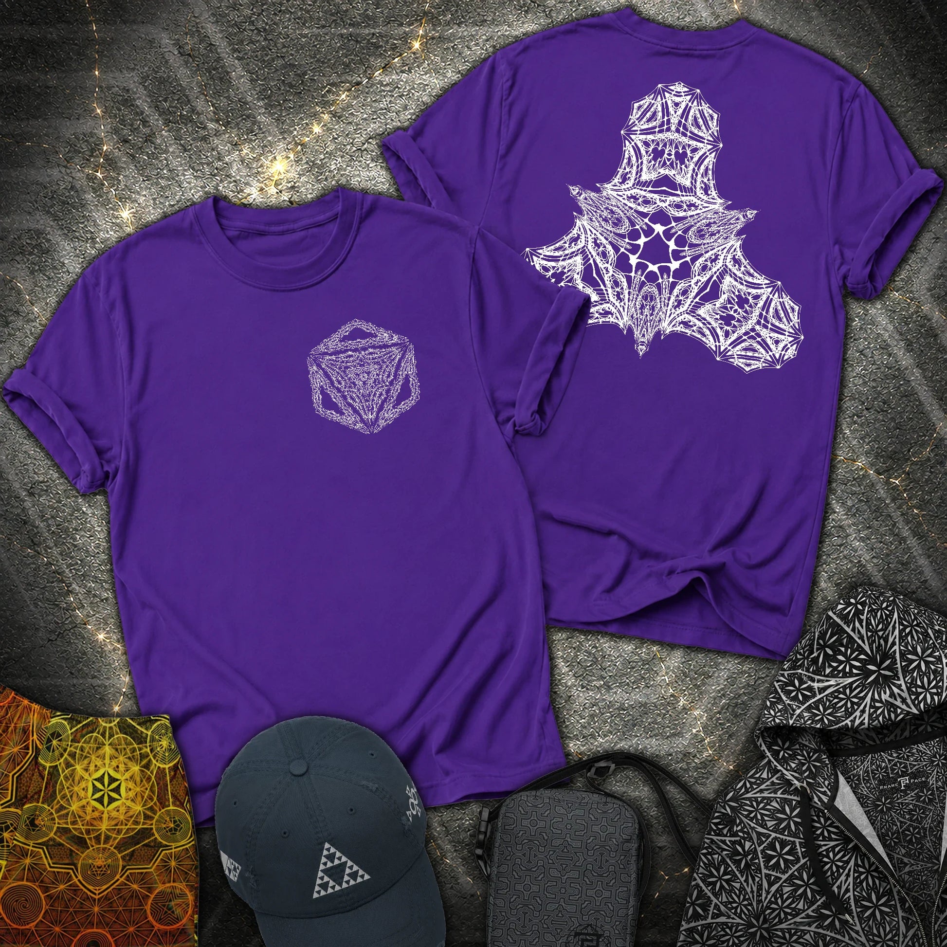 Organic Octahedron Geometry 2 Sided T-Shirt - Organic Octahedron Geometry 2 Sided T-Shirt - Purple