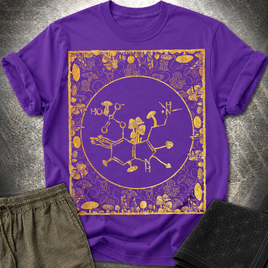 Psilocybin Molecule Mushroom Frame - Psilocybin Molecule Mushroom Frame  T-Shirt - Purple