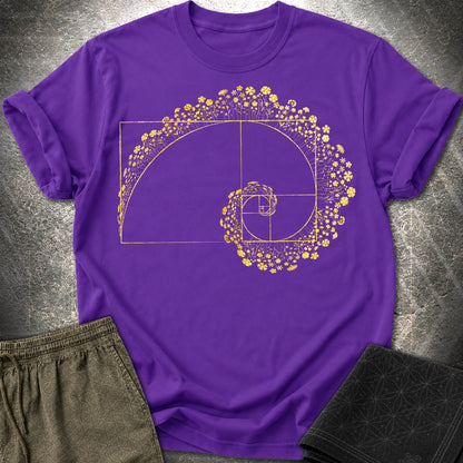 Golden Ratio Flower Spiral T-Shirt, Fibonacci Sacred Geometry Shirt, Botanical Math Graphic Tee - Golden Ratio Flower Spiral T-Shirt, Fibonacci Sacred Geometry Shirt, Botanical Math Graphic Tee - Purple