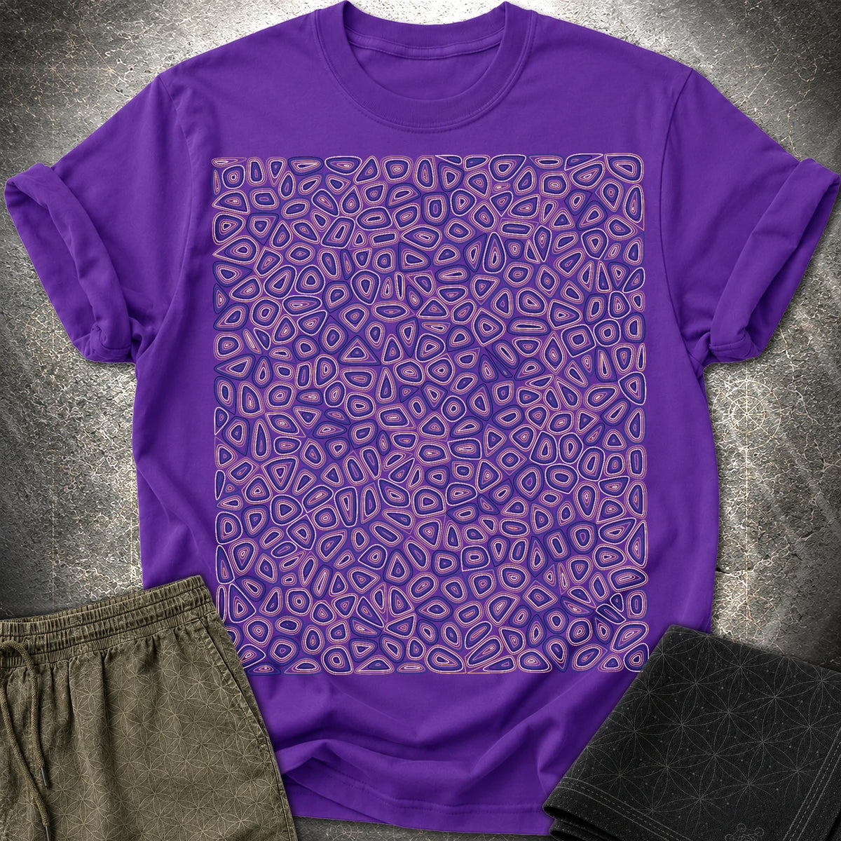 Psychedelic Boho Groovy Abstract Pattern T-Shirt - Psychedelic Boho Groovy Abstract Pattern T-Shirt - Purple