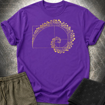 Golden Ratio Flower Spiral T-Shirt, Fibonacci Sacred Geometry Shirt, Botanical Math Graphic Tee - Golden Ratio Flower Spiral T-Shirt, Fibonacci Sacred Geometry Shirt, Botanical Math Graphic Tee - Purple