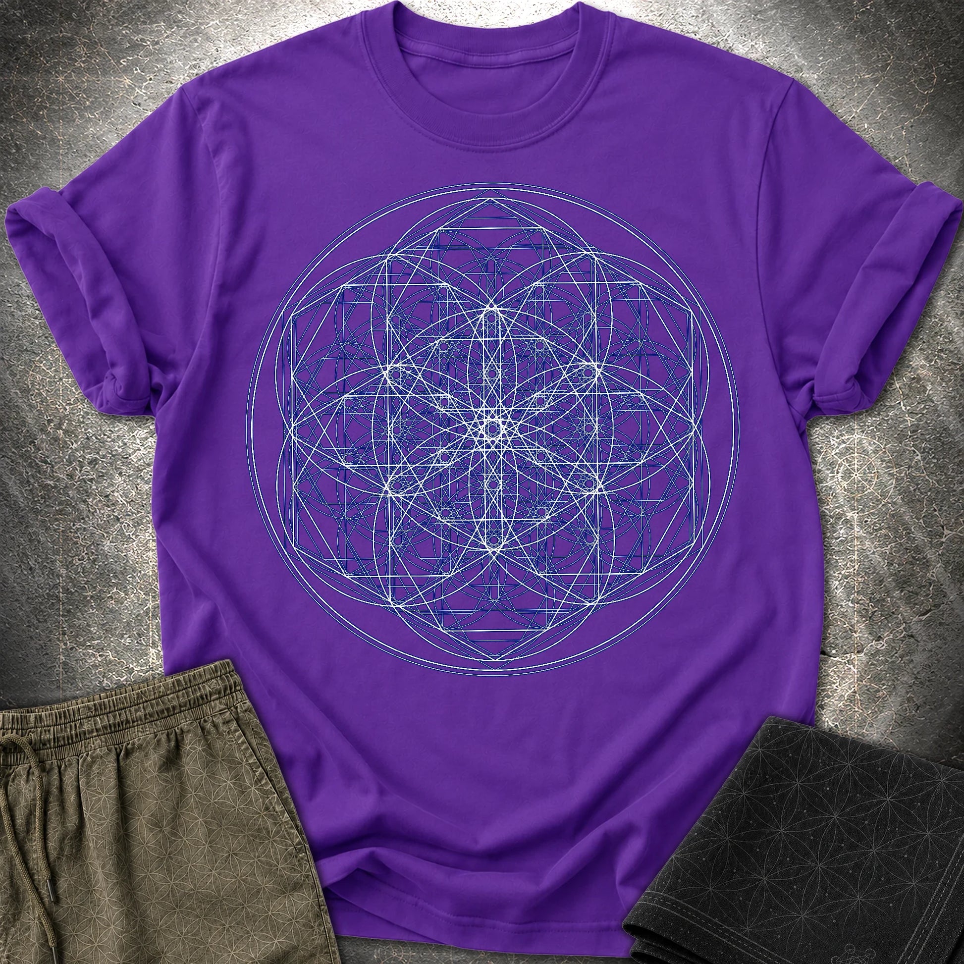 Sacred Flower Grids - Sacred Flower Grids T-Shirt - Purple