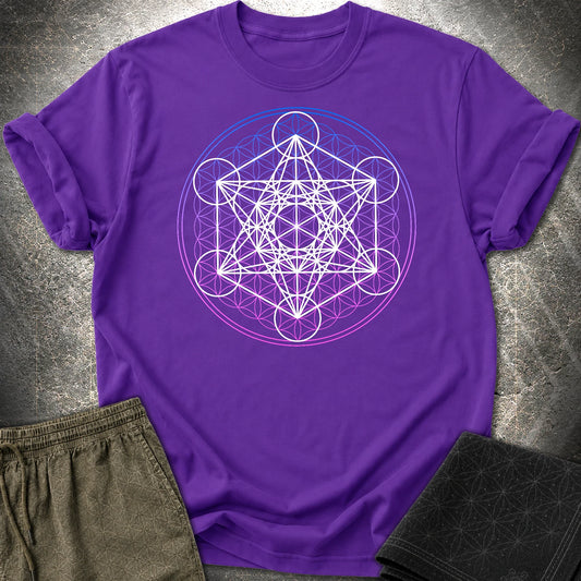 White Metatron Gradient Flower T-Shirt - White Metatron Gradient Flower T-Shirt - Purple