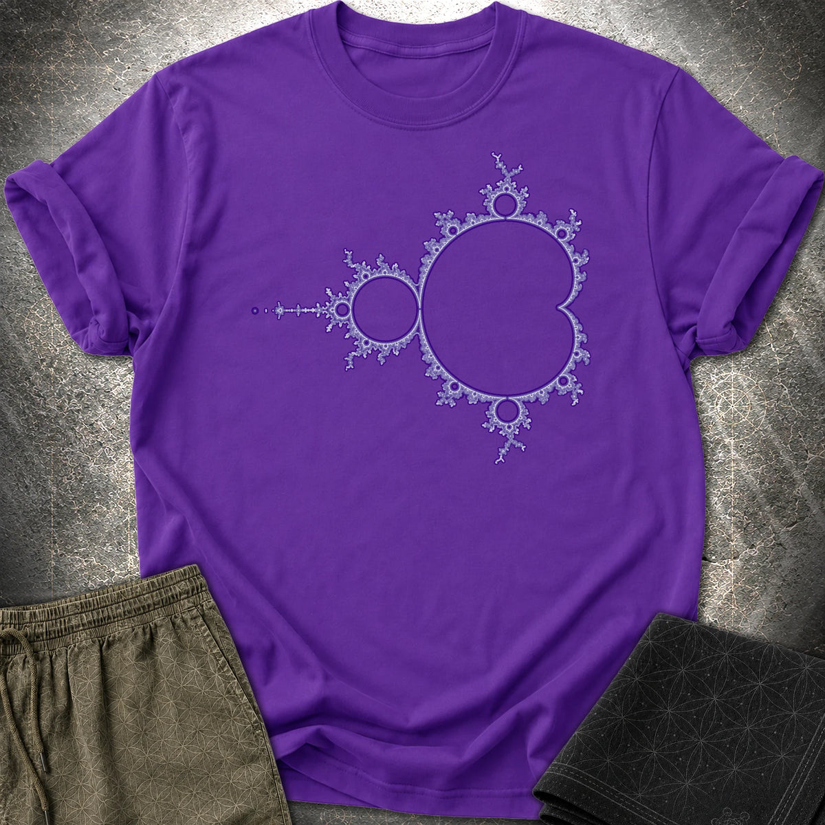 Mandelbrot Set Psychedelic Fractal Math Art T-Shirt - Mandelbrot Set Psychedelic Fractal Math Art T-Shirt - Purple
