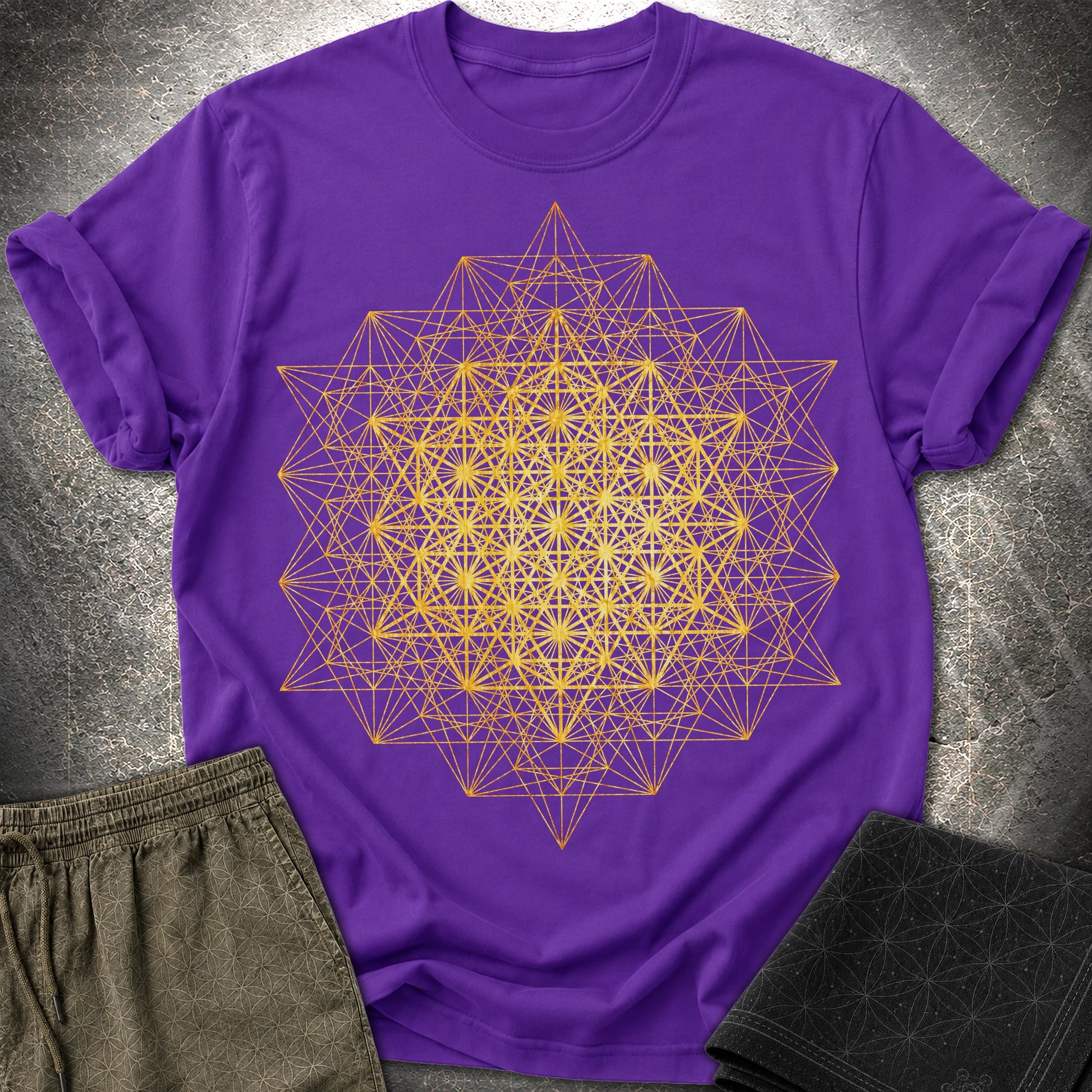 64 Tetrahedron Metatron Grid - 64 Tetrahedron Metatron Grid T-Shirt - Purple
