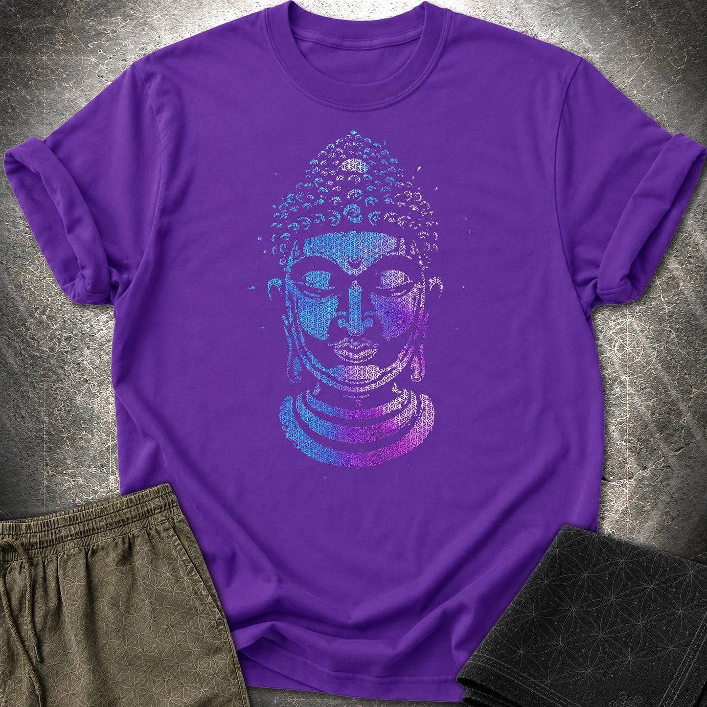 Buddha Flower Of Life Pattern T-Shirt - Buddha Flower Of Life Pattern T-Shirt - Purple