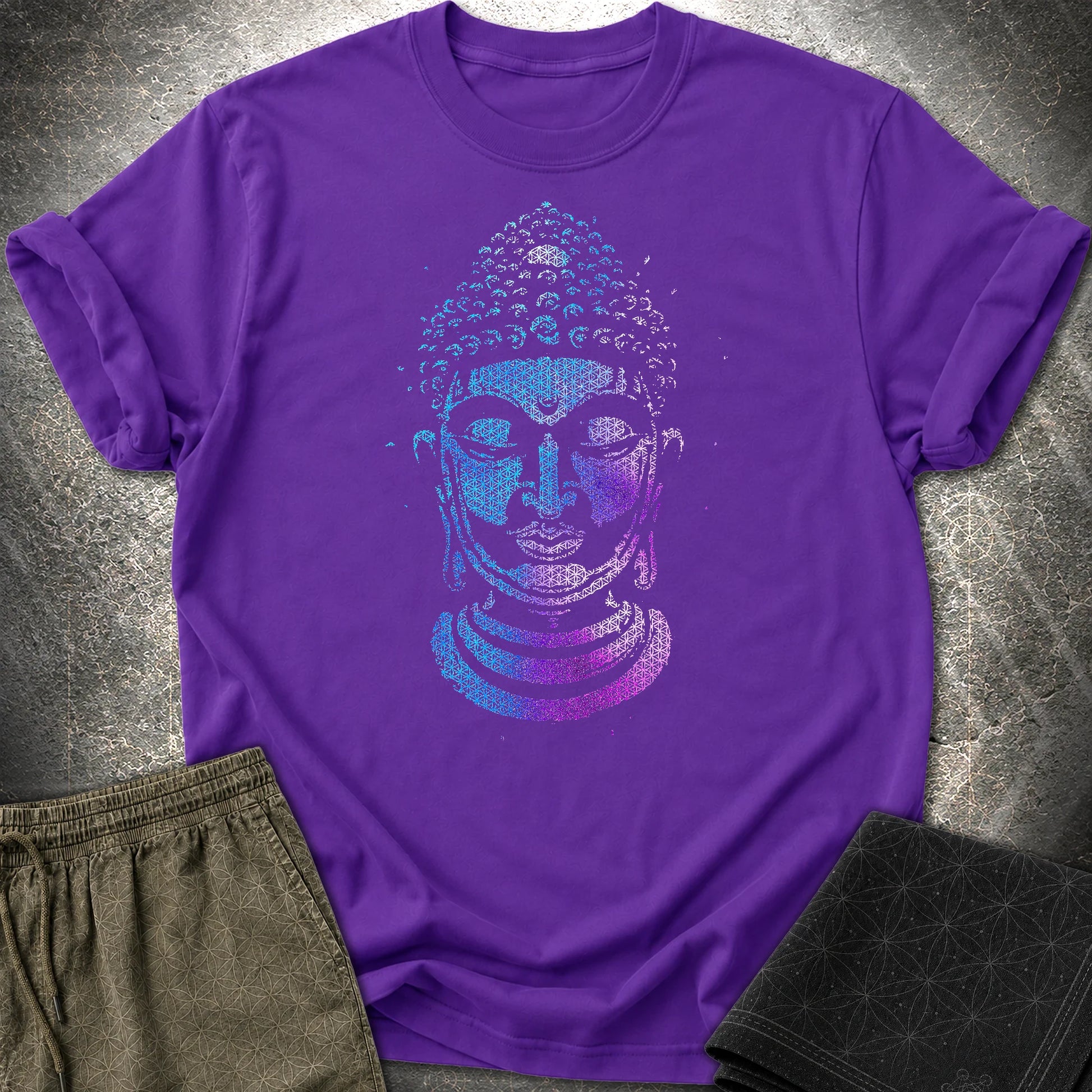 Buddha Flower Of Life Pattern T-Shirt - Buddha Flower Of Life Pattern T-Shirt - Purple