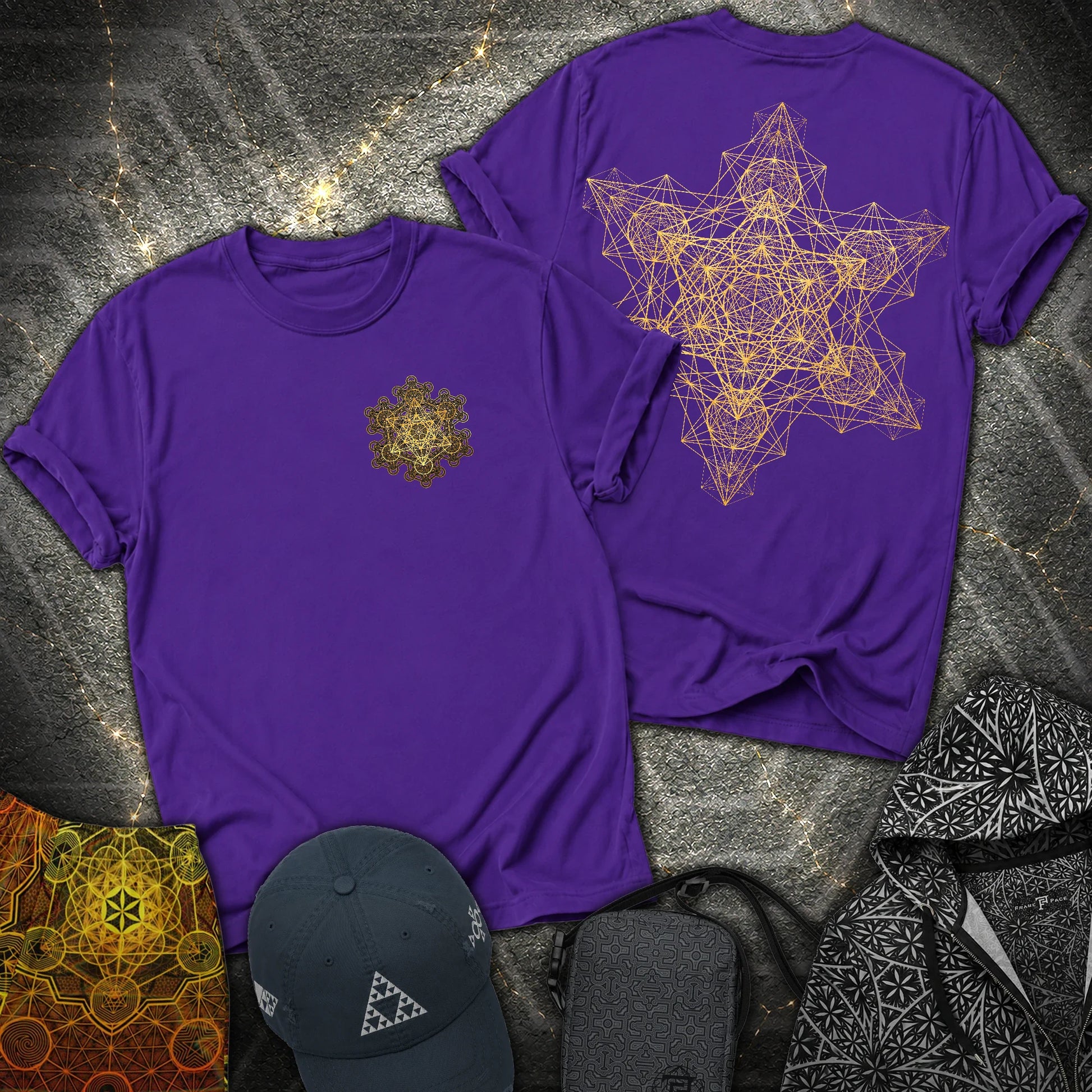 Metatron Fractal Star 2 Sided T-Shirt - Metatron Fractal Star 2 Sided T-Shirt - Purple