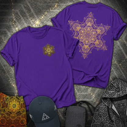 Metatron Fractal Star 2 Sided T-Shirt - Metatron Fractal Star 2 Sided T-Shirt - Purple