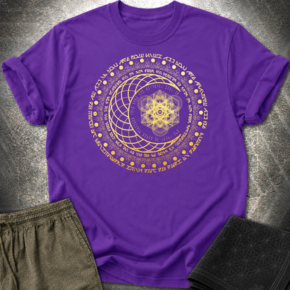 Sacred Geometry Moon Inscriptions T-Shirt - Sacred Geometry Moon Inscriptions T-Shirt - Purple