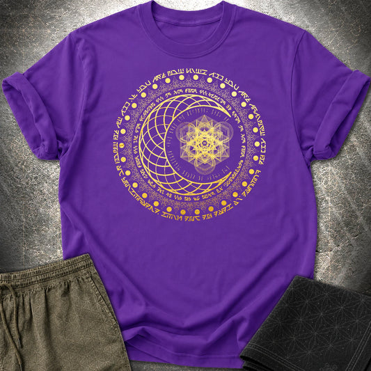 Sacred Geometry Moon Inscriptions T-Shirt - Sacred Geometry Moon Inscriptions T-Shirt - Purple