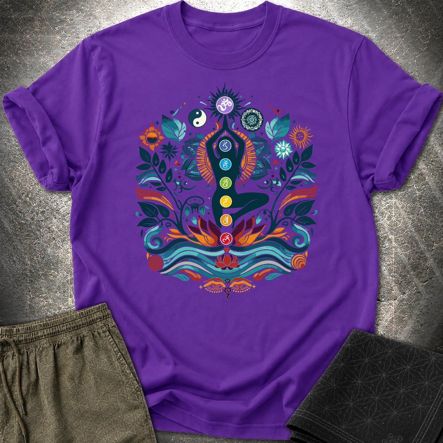 Yoga Chakras T-Shirt - Yoga Chakras T-Shirt - Purple