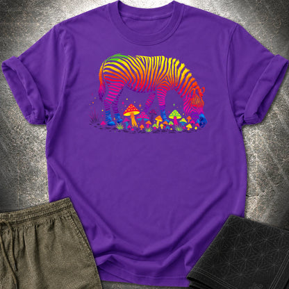 Psychedelic Zebra T-Shirt, Rainbow Mushroom Graphic Tee, Trippy Animal Festival Shirt - Psychedelic Zebra T-Shirt, Rainbow Mushroom Graphic Tee, Trippy Animal Festival Shirt - Purple