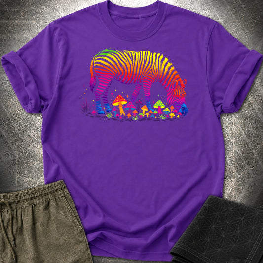 Psychedelic Zebra T-Shirt, Rainbow Mushroom Graphic Tee, Trippy Animal Festival Shirt - Psychedelic Zebra T-Shirt, Rainbow Mushroom Graphic Tee, Trippy Animal Festival Shirt - Purple