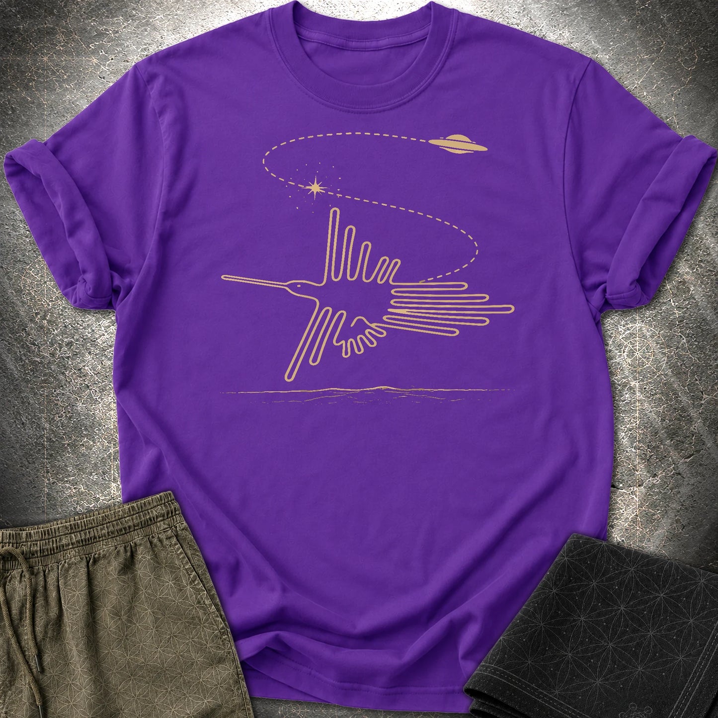 Geoglif Ptaka I Latający Spodek - Geoglif Ptaka I Latający Spodek T-Shirt - Purple