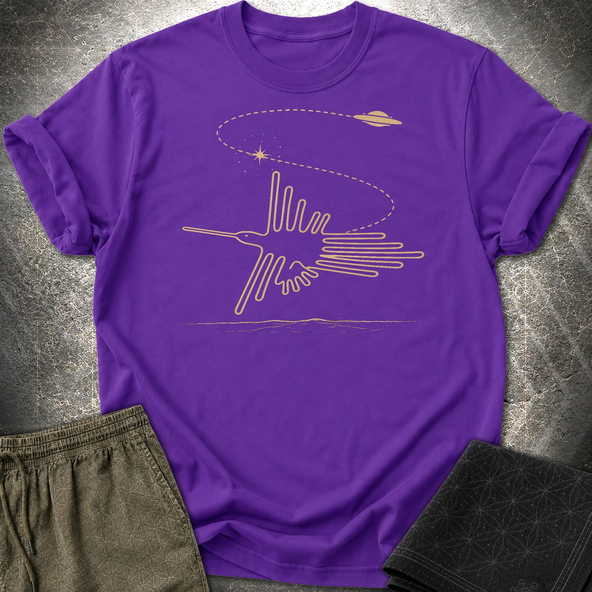 Geoglif Ptaka I Latający Spodek - Geoglif Ptaka I Latający Spodek T-Shirt - Purple