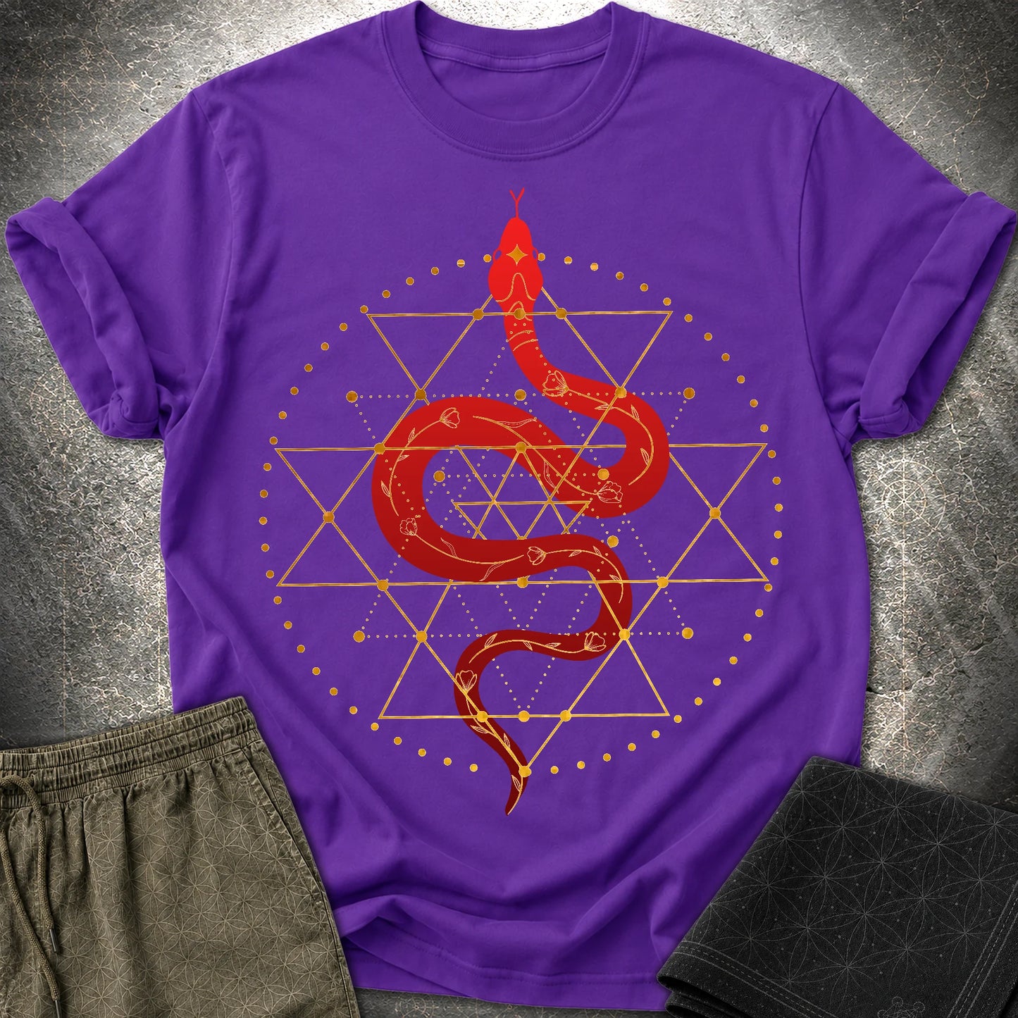 Sri Yantra Snake T-Shirt - Sri Yantra Snake T-Shirt - Purple