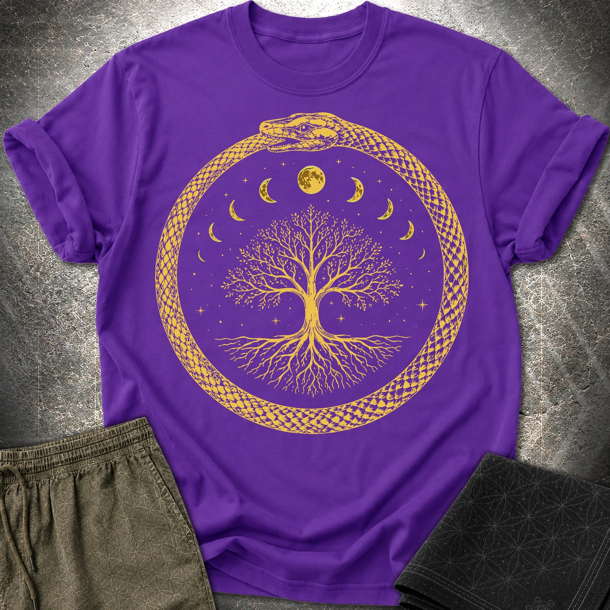 Ouroboros Moon Tree Unisex T-Shirt - Ouroboros Moon Tree Unisex T-Shirt - Purple