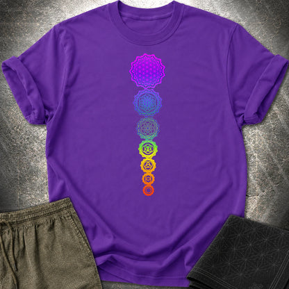 Flower Of Life Chakras T-Shirt - Flower Of Life Chakras T-Shirt - Purple