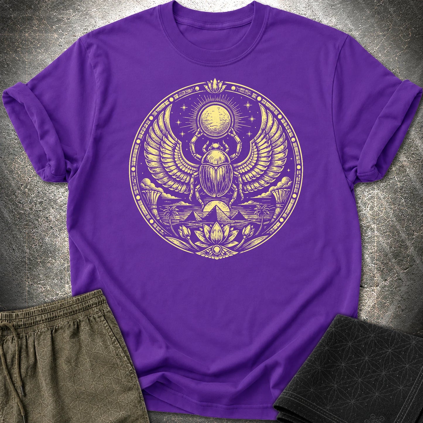 Winged Scarab of the Sun - Winged Scarab of the Sun T-Shirt - Purple