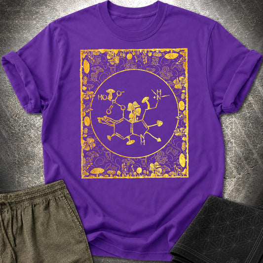 Psilocybin Molecule Mushroom Frame T-Shirt - Psilocybin Molecule Mushroom Frame  T-Shirt - Purple