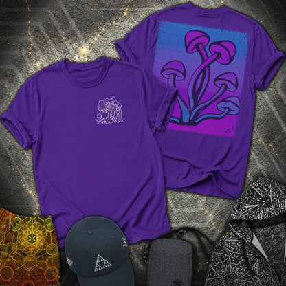 Mushroom Pattern 2 Sided T-Shirt - Mushroom Pattern 2 Sided T-Shirt - Purple