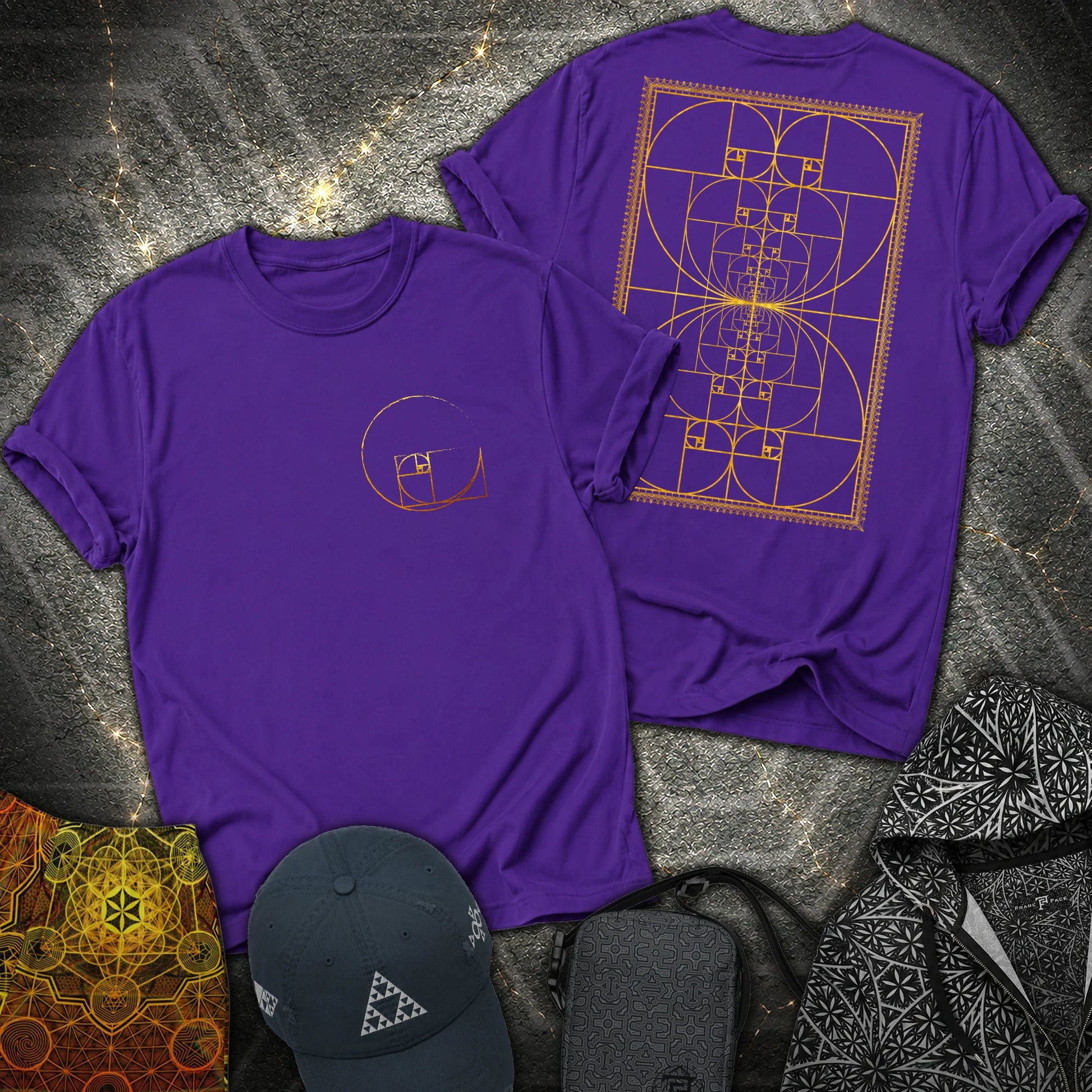 Golden Ratio Spiral 2 Sided T-Shirt - Golden Ratio Spiral 2 Sided T-Shirt - Purple