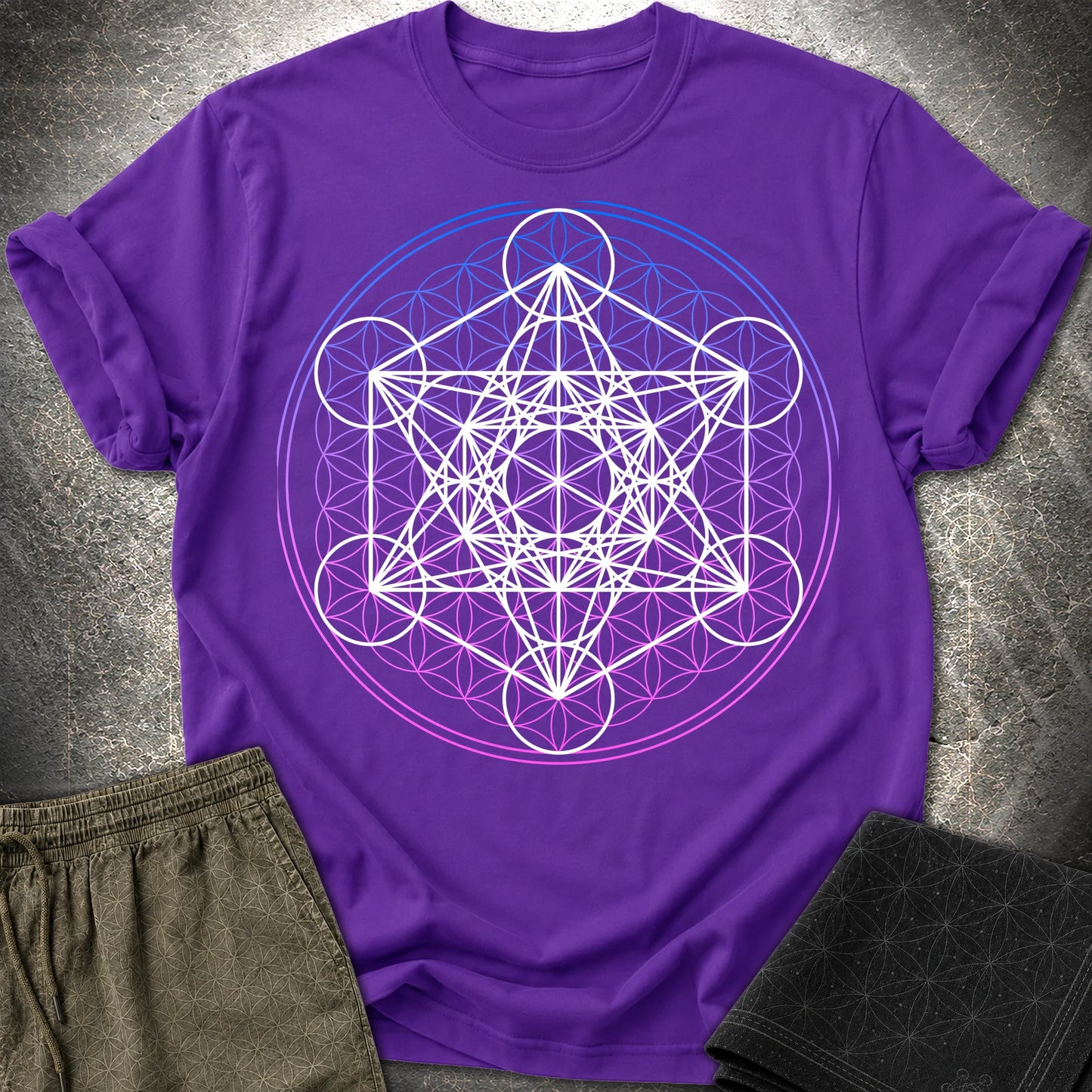 White Metatron Gradient Flower T-Shirt - White Metatron Gradient Flower T-Shirt - Purple