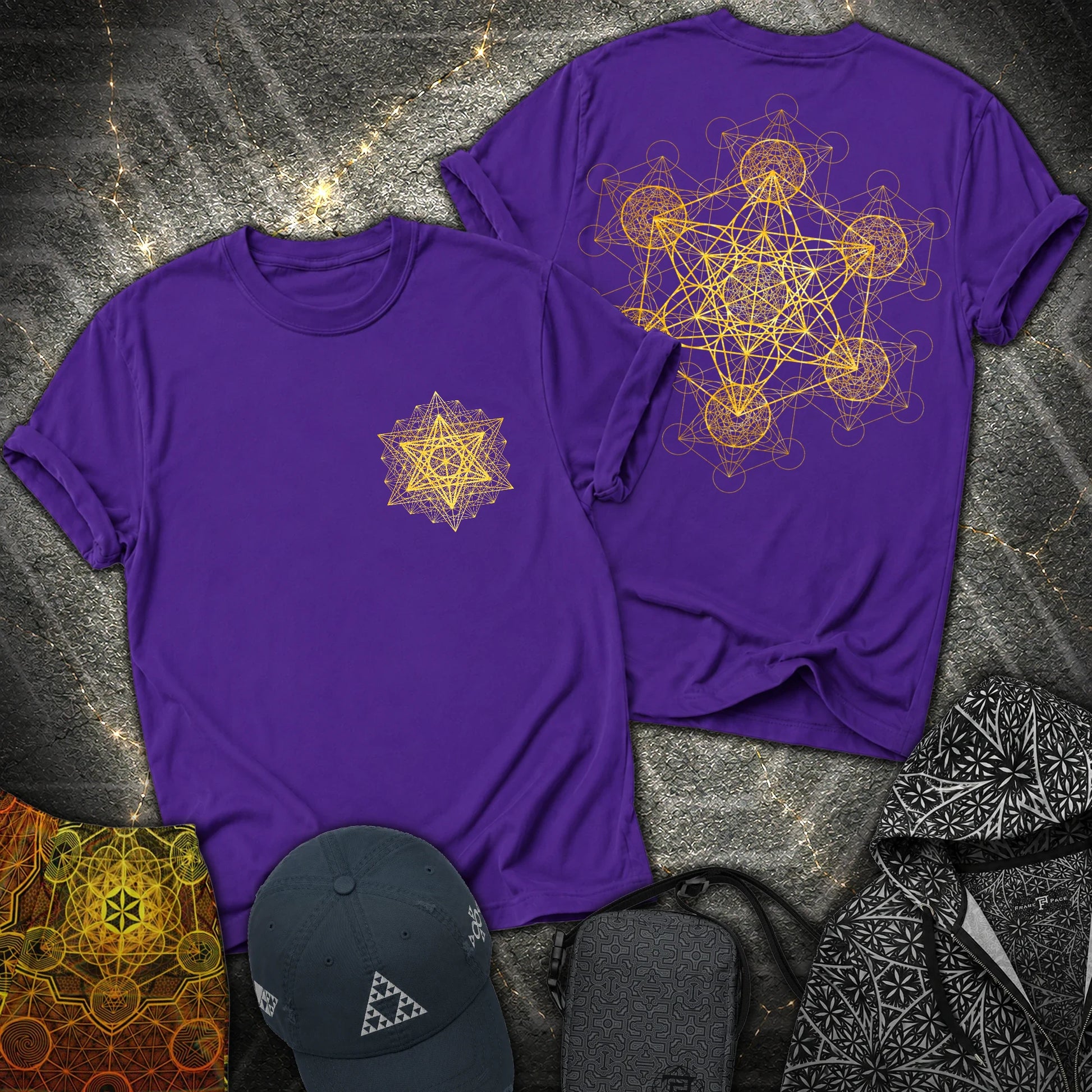 Metatron Fractal 2 Sided T-Shirt - Metatron Fractal 2 Sided T-Shirt - Purple