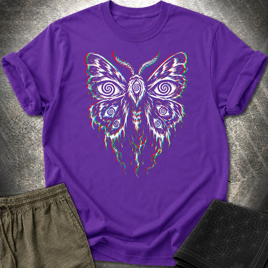 Hypnotic Eye Moth T-Shirt, Psychedelic Glitch Moth Shirt, Surreal Occult Graphic Tee - Hypnotic Eye Moth T-Shirt, Psychedelic Glitch Moth Shirt, Surreal Occult Graphic Tee - Purple