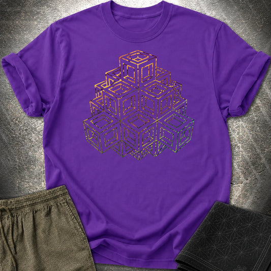 Dimensional Cubes T-Shirt - Dimensional Cubes T-Shirt - Purple