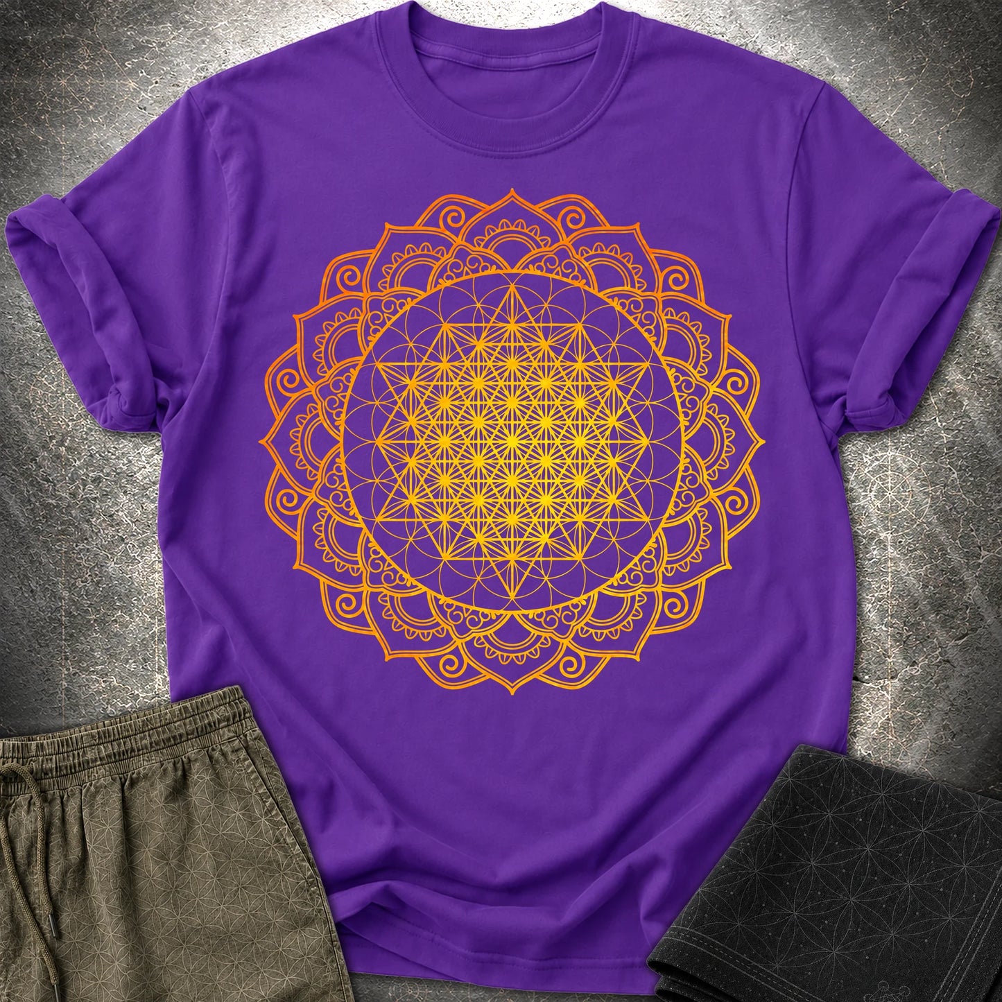 Tetrahedron Mandala T-Shirt - Tetrahedron Mandala T-Shirt - Purple