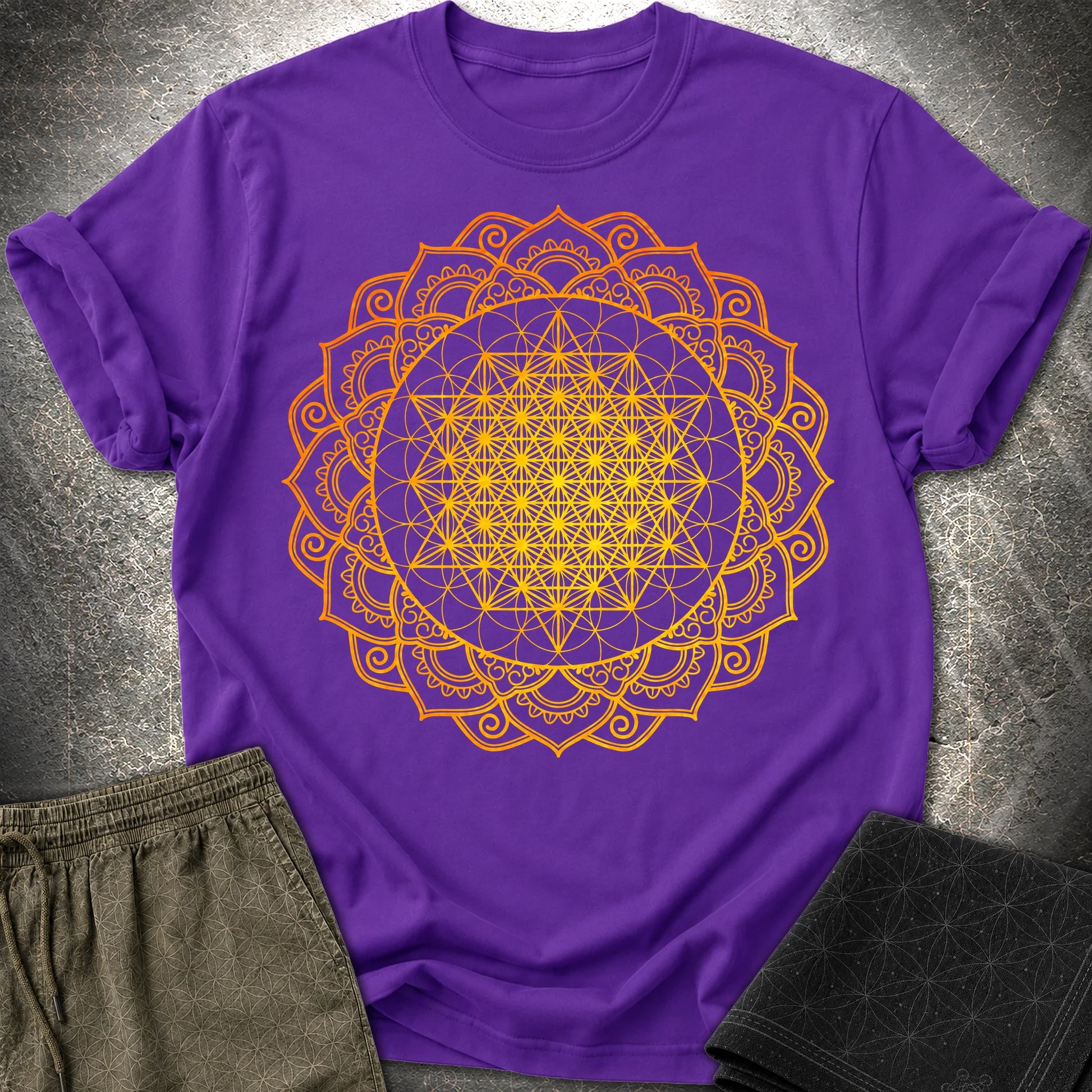 Tetrahedron Mandala T-Shirt - Tetrahedron Mandala T-Shirt - Purple