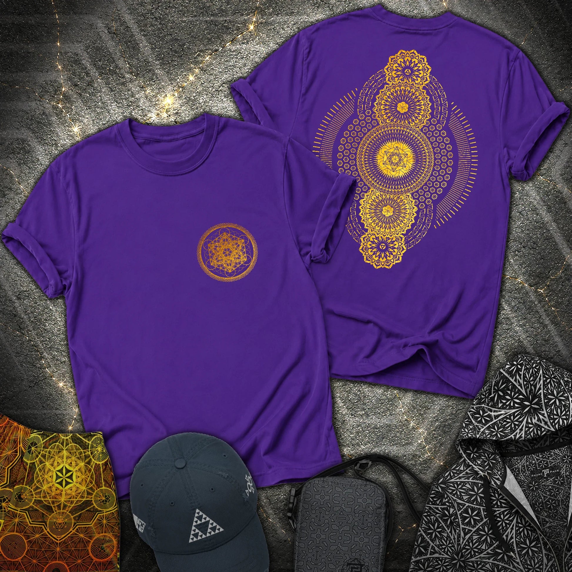 Metatron Geometric Universe 2 Sided T-Shirt - Metatron Geometric Universe 2 Sided T-Shirt - Purple
