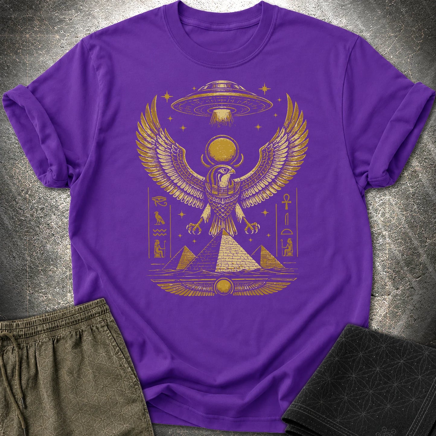 Falcon Guardian Beneath the Starship - Falcon Guardian Beneath the Starship T-Shirt - Purple