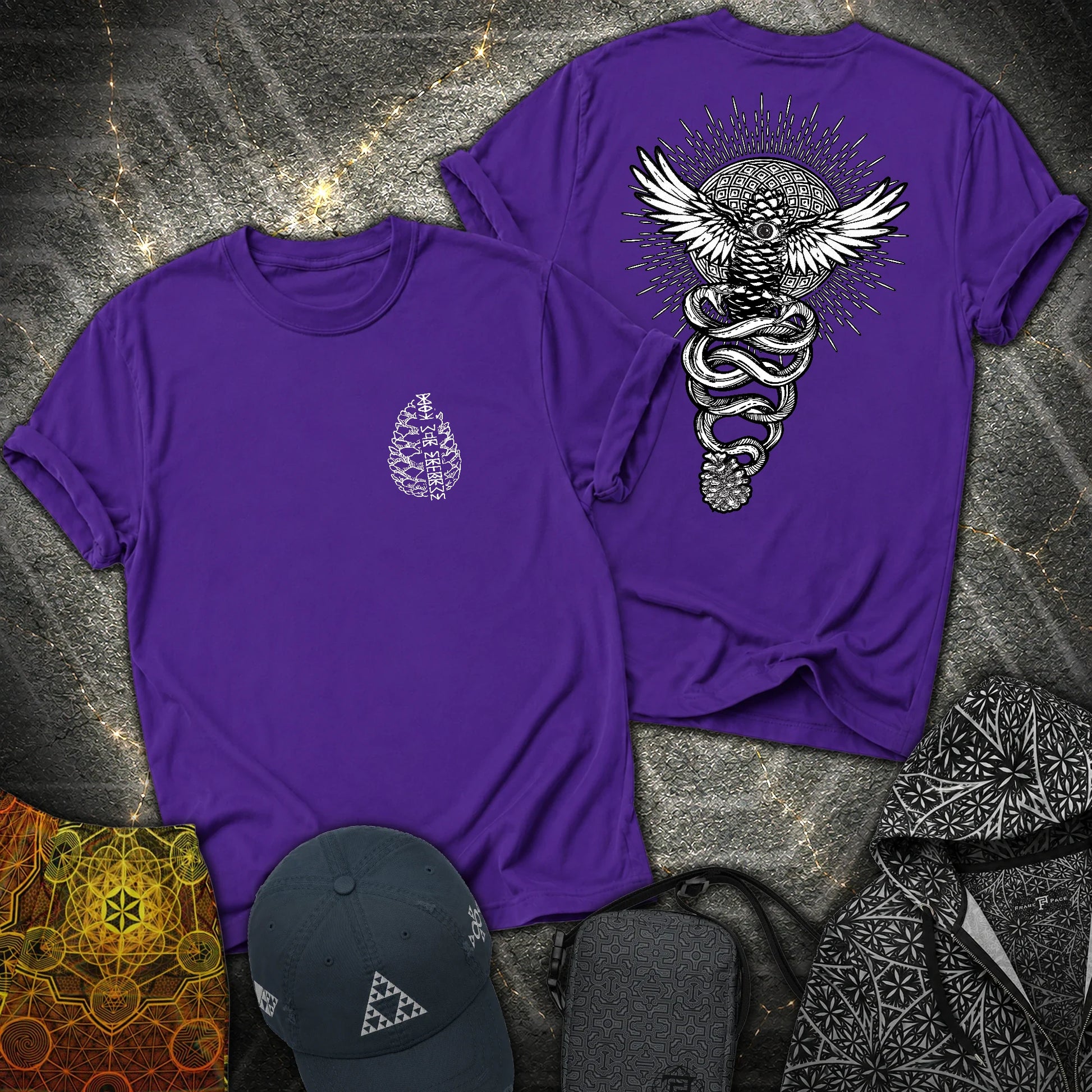 Pineal Gland Awakening 2 Sided T-Shirt - Pineal Gland Awakening 2 Sided T-Shirt - Purple