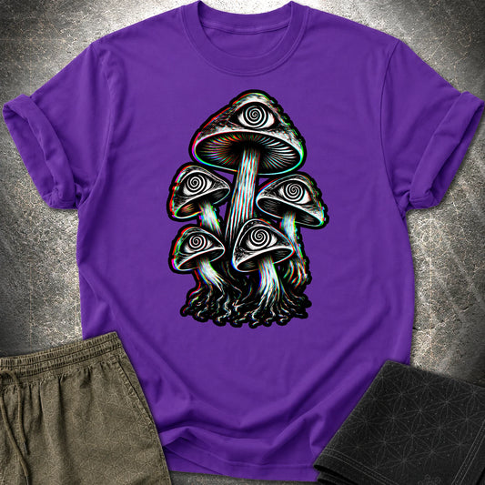Hypnotic Mushroom T-Shirt, Psychedelic Eye Mushroom Shirt, Glitch Trippy Graphic Tee - Hypnotic Mushroom T-Shirt, Psychedelic Eye Mushroom Shirt, Glitch Trippy Graphic Tee - Purple