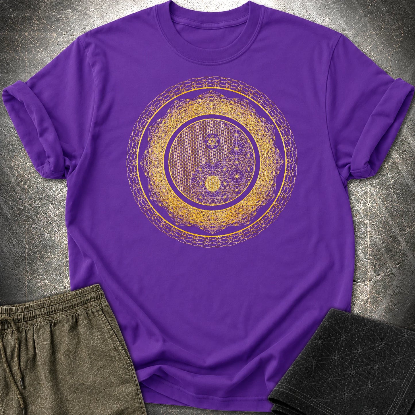 Yin Yang Gold T-Shirt - Yin Yang Gold T-Shirt - Purple