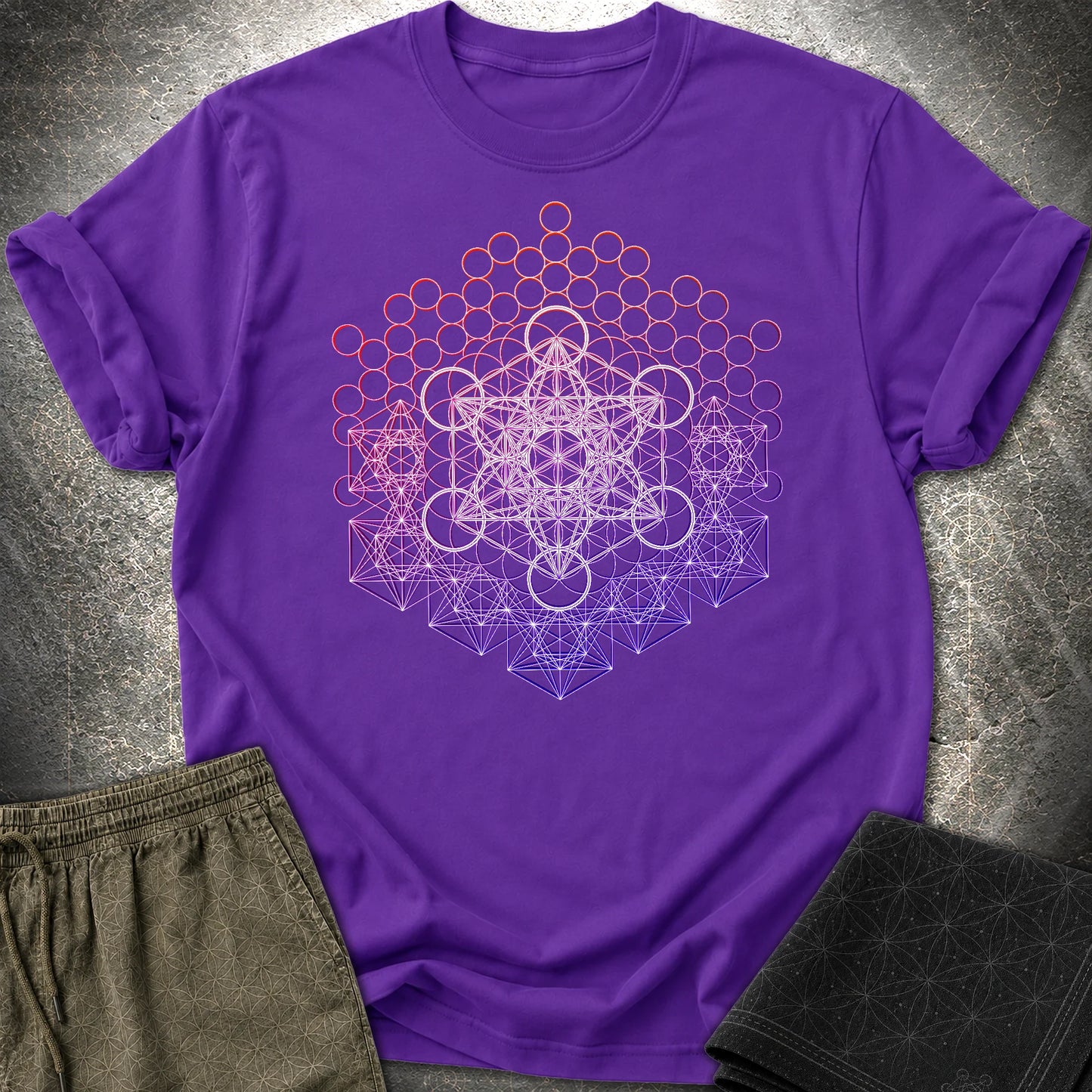 Metatron And Flower Connection T-Shirt - Metatron And Flower Connection T-Shirt - Purple