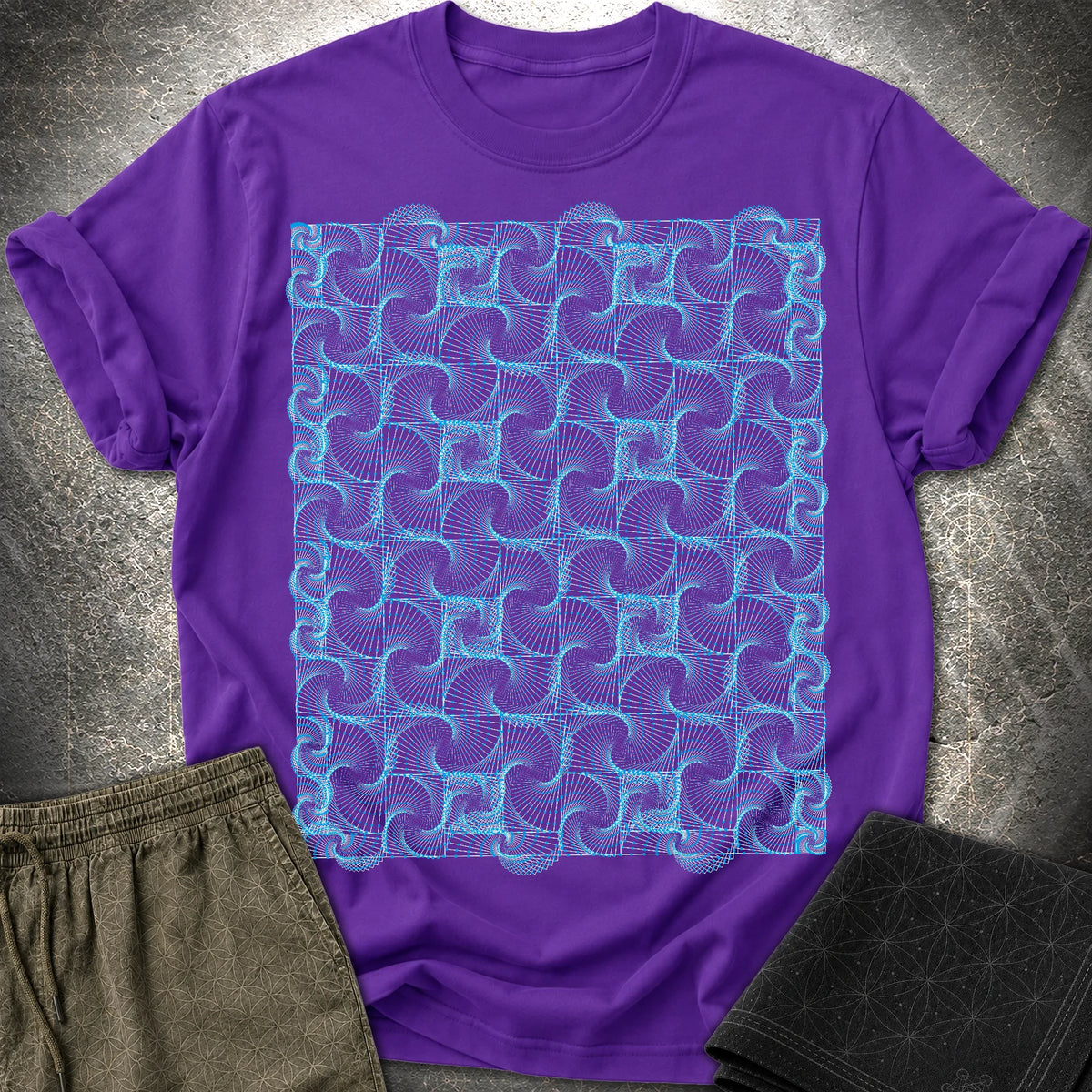 Psychedelic Spiral Optical Illusion Trippy Geometric T-Shirt - Psychedelic Spiral Optical Illusion Trippy Geometric T-Shirt - Purple