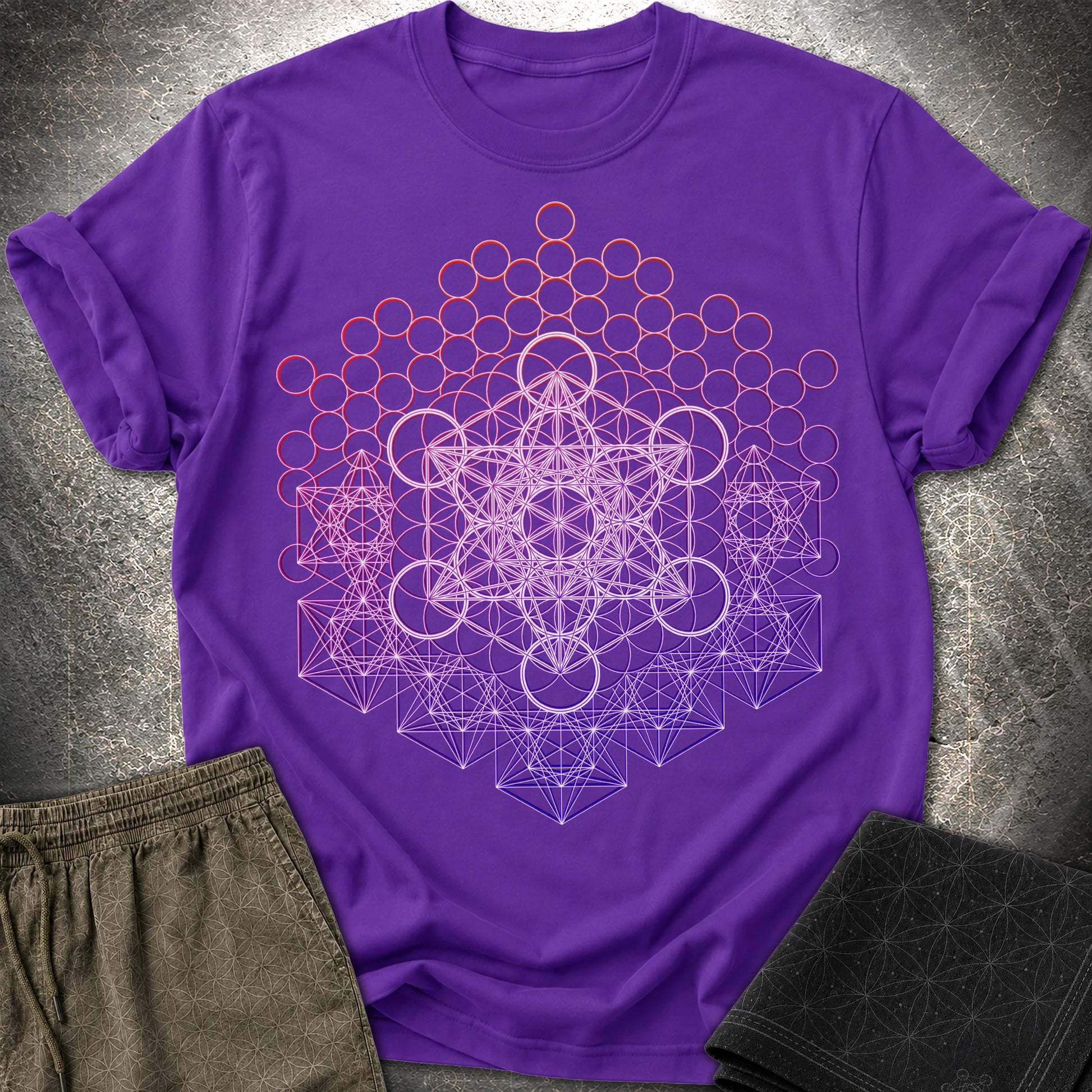 Metatron And Flower Connection - Metatron And Flower Connection T-Shirt - Purple