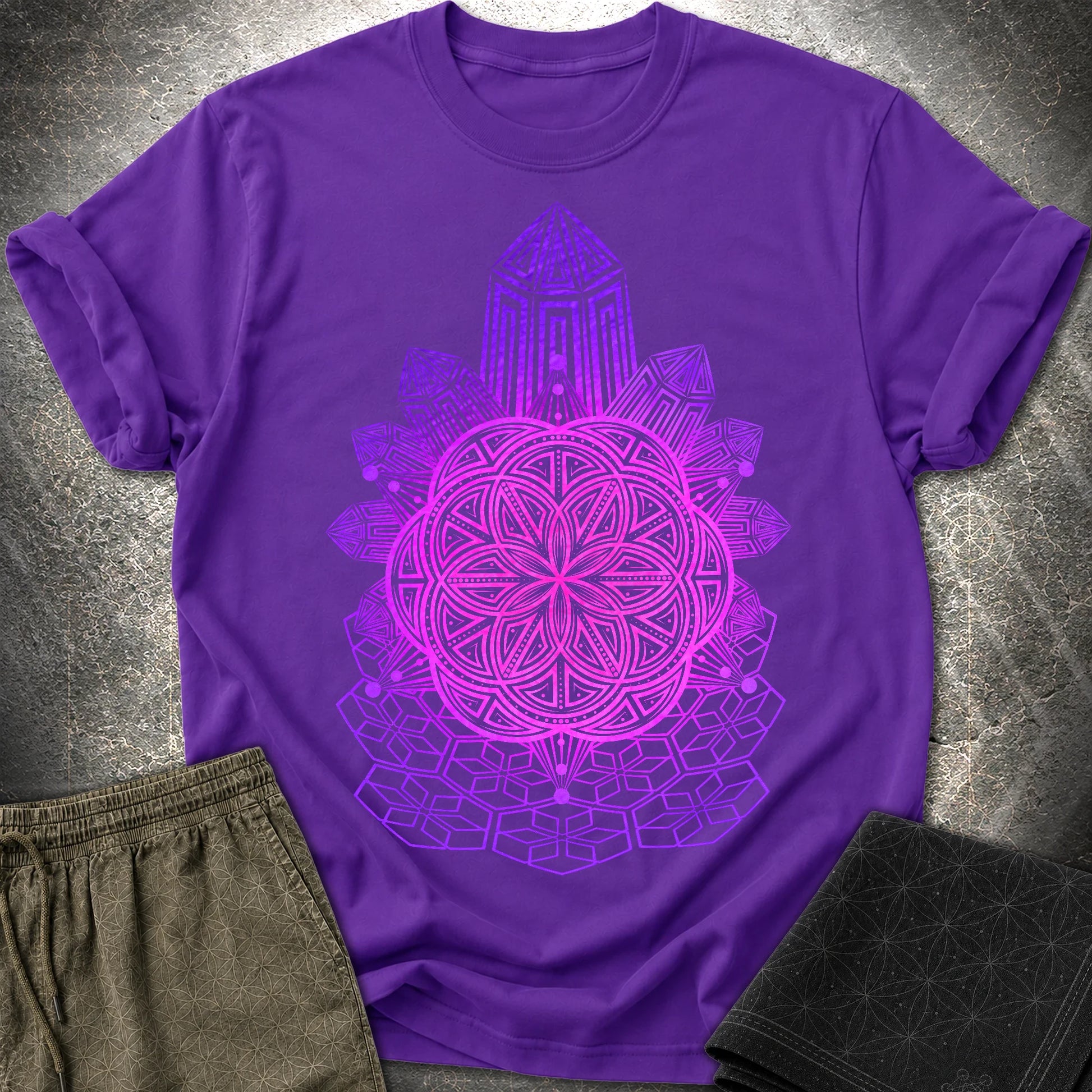 Crystal Seed Sacred Geometry T-Shirt - Crystal Seed Sacred Geometry T-Shirt - Purple