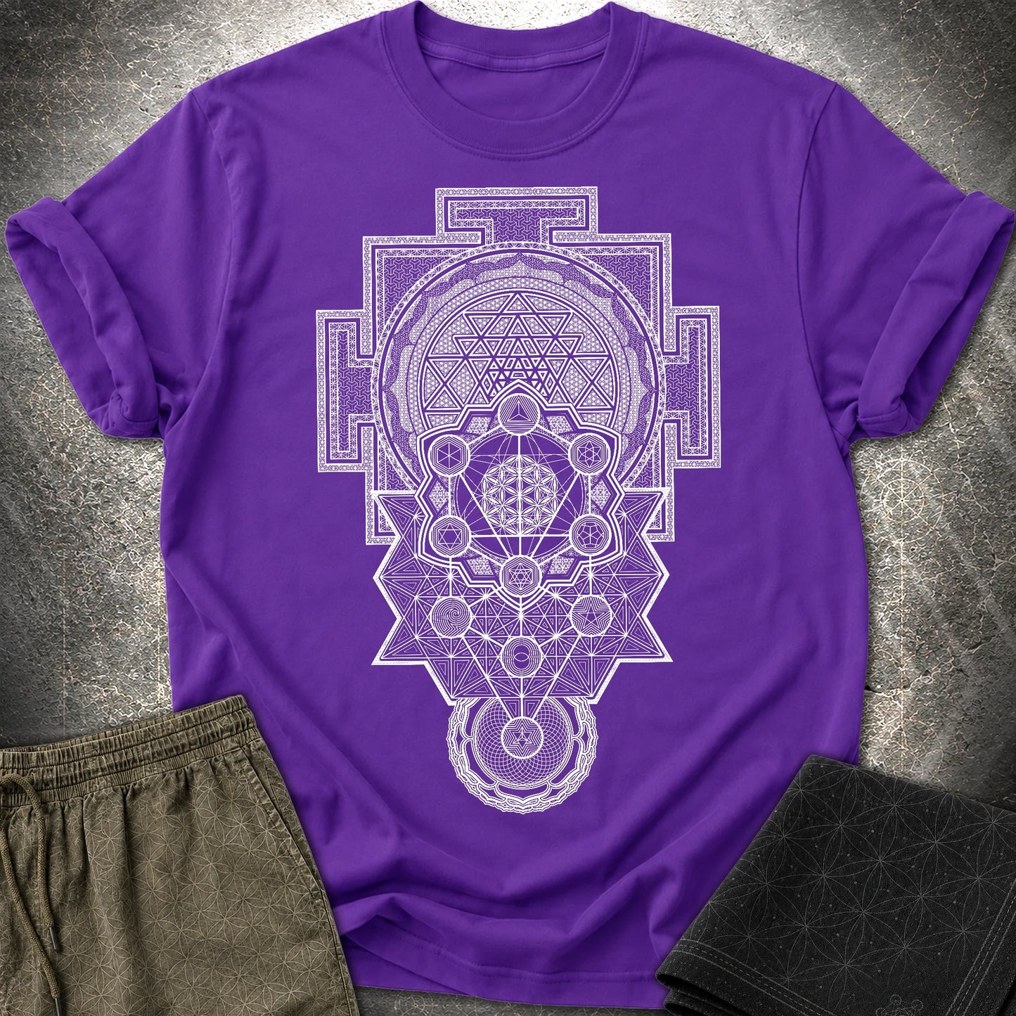 Sacred Geometry Encyclopedia - Sacred Geometry Encyclopedia T-Shirt - Purple