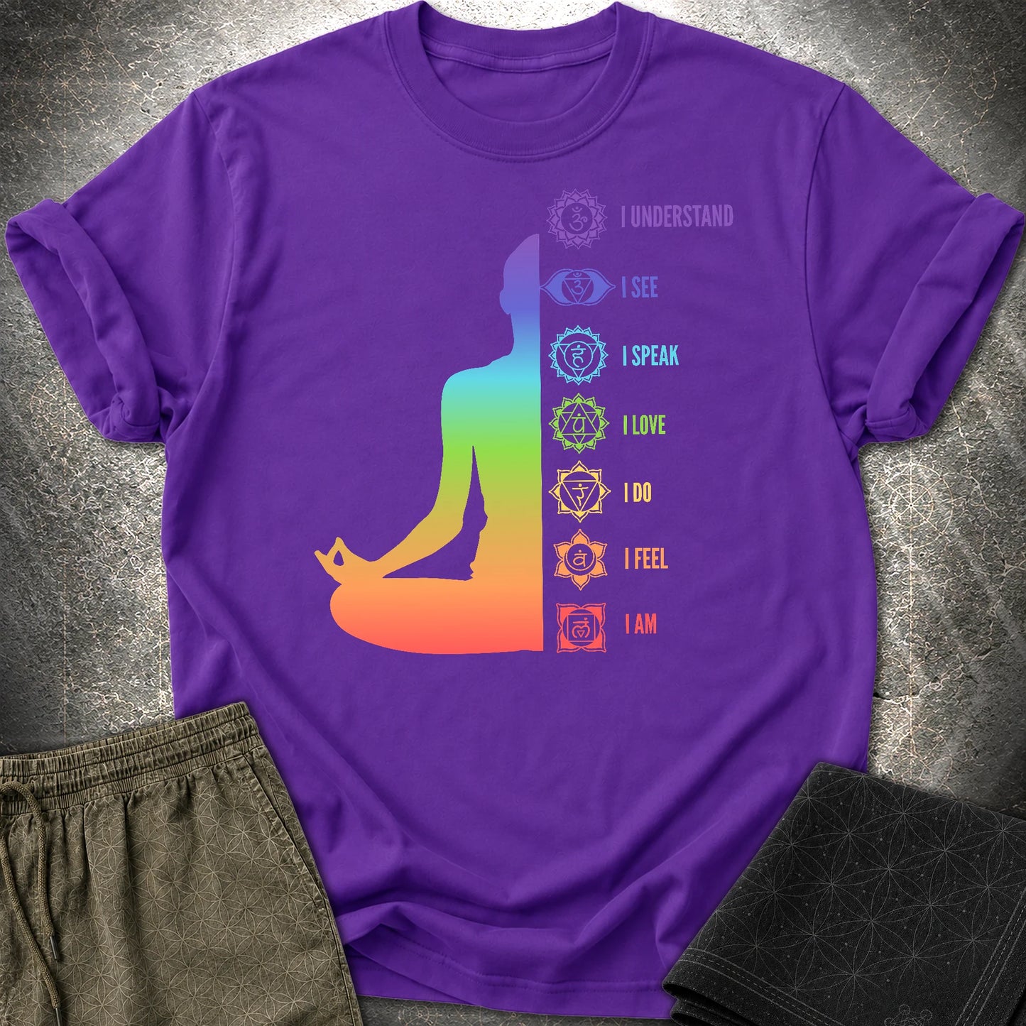 Chakras Meditation T-Shirt - Chakras Meditation T-Shirt - Purple
