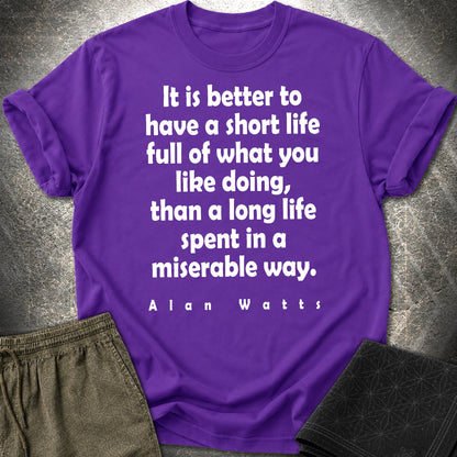 Alan Watts Short Life T-Shirt - Alan Watts Short Life T-Shirt - Purple
