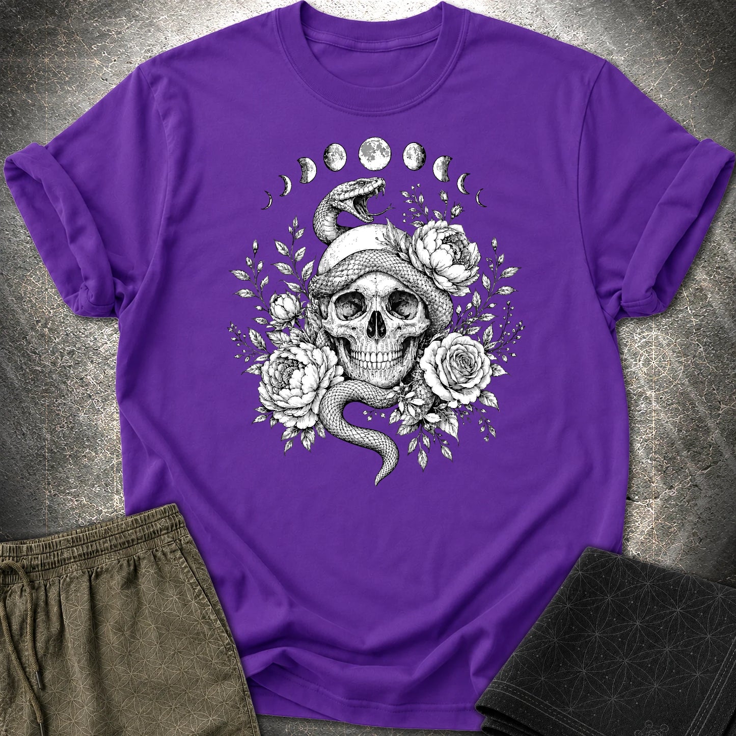 Skull Snake Moon Phases - Skull Snake Moon Phases T-Shirt - Purple