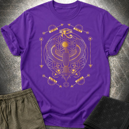Falcon Flower Of Life Egypt T-Shirt - Falcon Flower Of Life Egypt T-Shirt - Purple