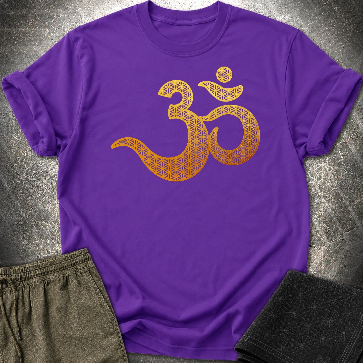 Ohm Flower Of Life Pattern T-Shirt - Ohm Flower Of Life Pattern T-Shirt - Purple